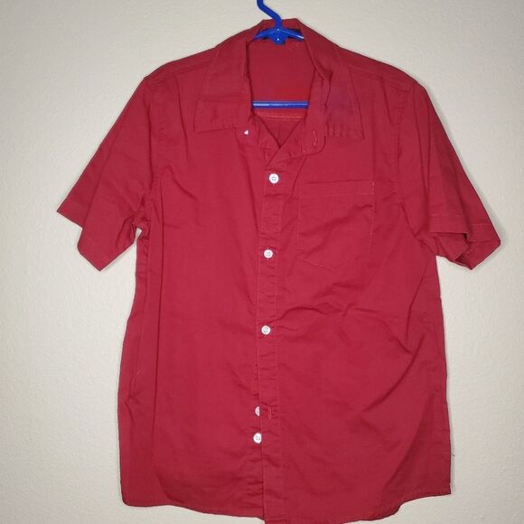 Spring & Gege Boys Preppy Formal Button Up Dress Shirt Burgundy Size Medium - Picture 8 of 11